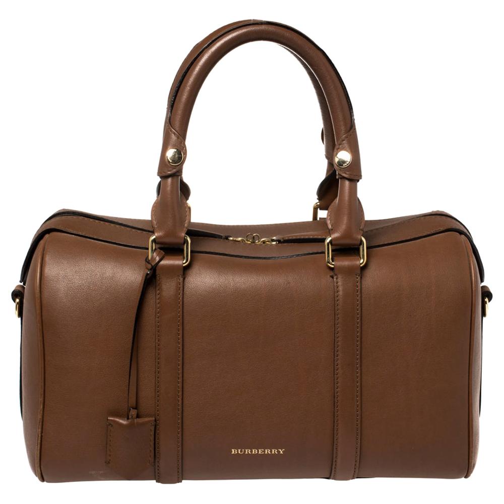 Burberry Tan Leather Medium Alchester Bowler Bag