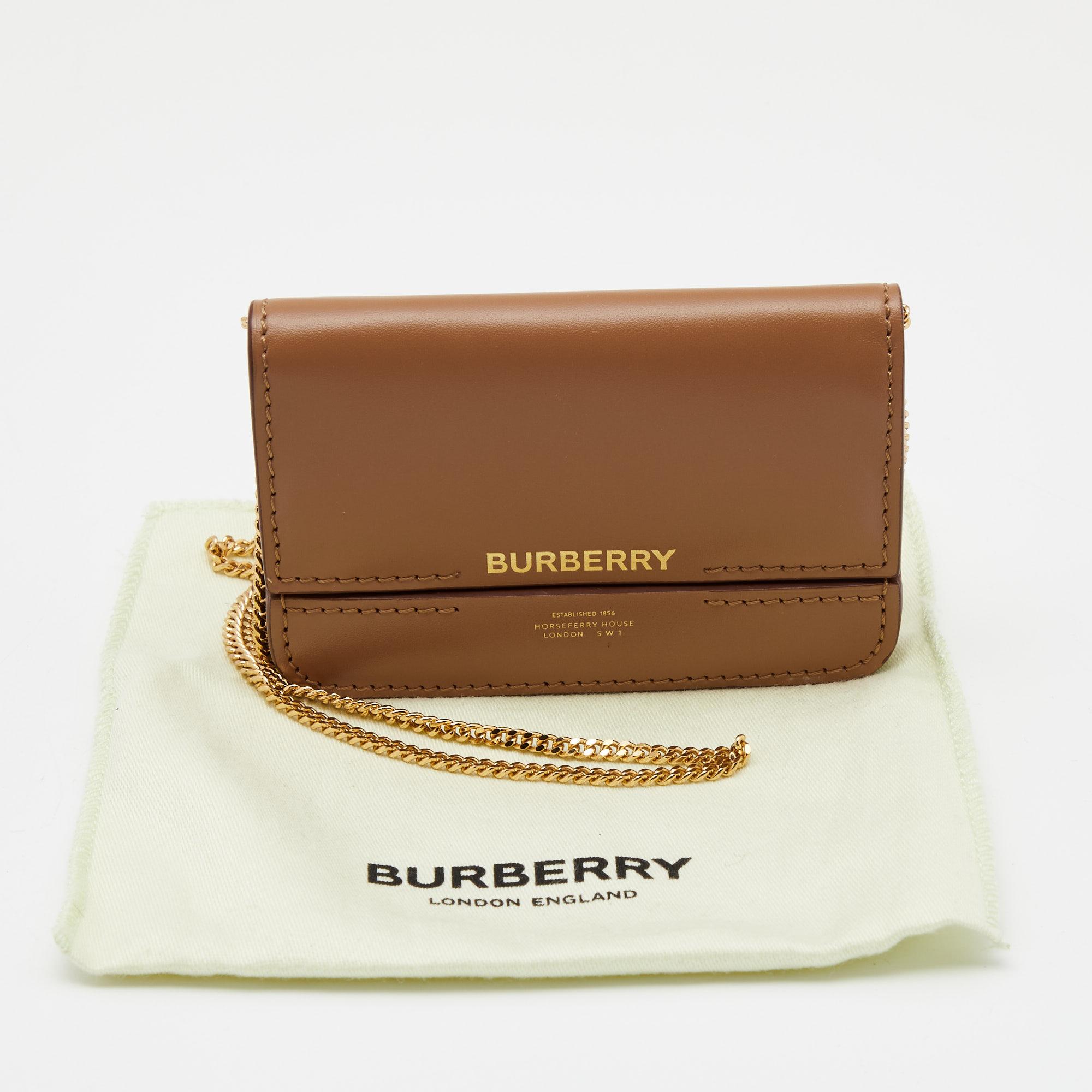 Burberry Tan Leather Mini Jody Chain Card Case 3