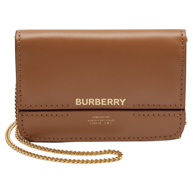 Burberry Tan Leather Mini Jody Chain Card Case For Sale at 1stDibs