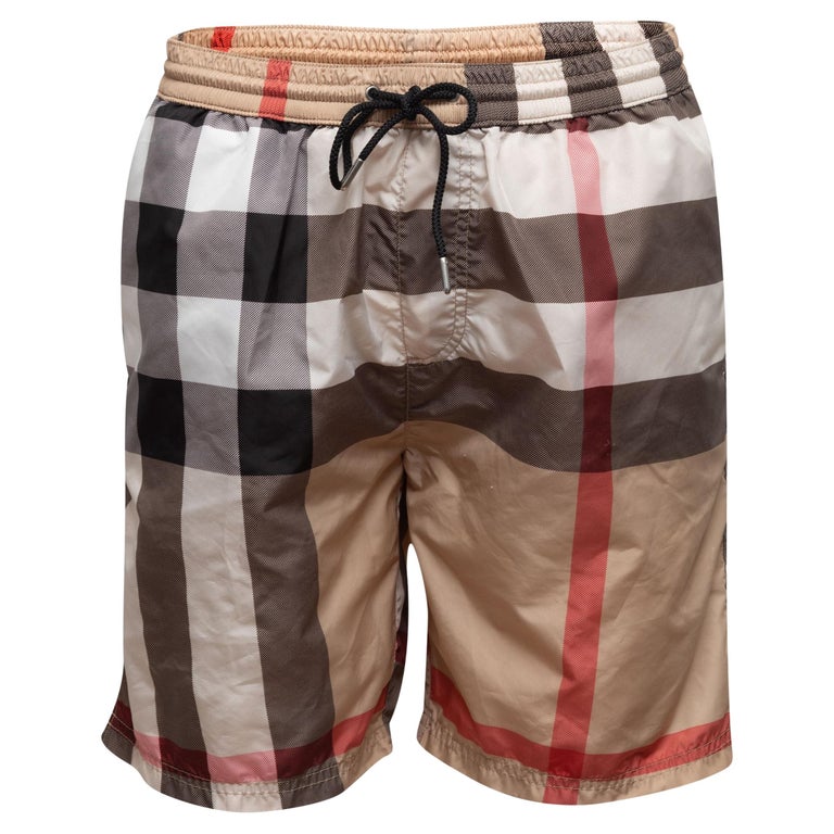 Burberry Tan and Multicolor Nova Check Nylon Swim Trunks For Sale at  1stDibs | burberry shorts dhgate