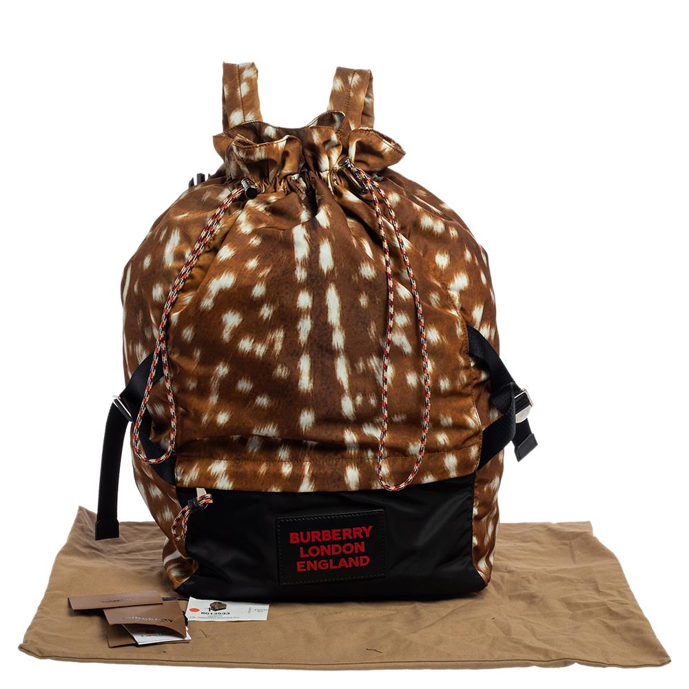 Burberry Tan Nylon Drawstring Backpack 8