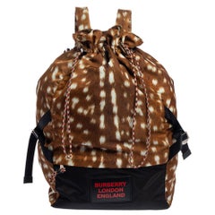 Burberry Tan Nylon Drawstring Backpack