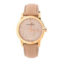 Burberry Tan Rose Gold Plated Stainless Steel Nude Women's Wristwatch 34 mm