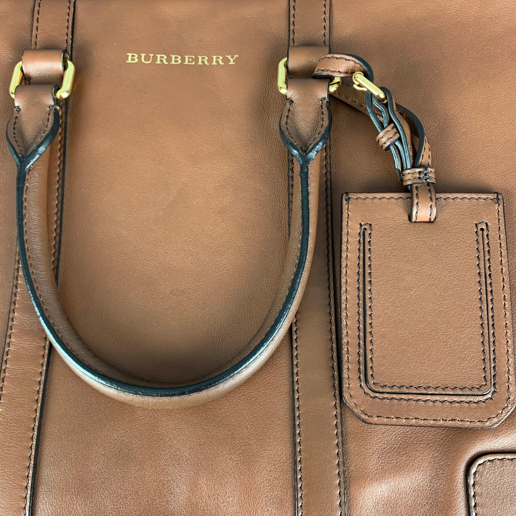 BURBERRY Tan Solid Leder Aktentasche Taschen 5