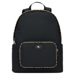 Burberry Tartan-Trimmed Polyester Backpack — Black