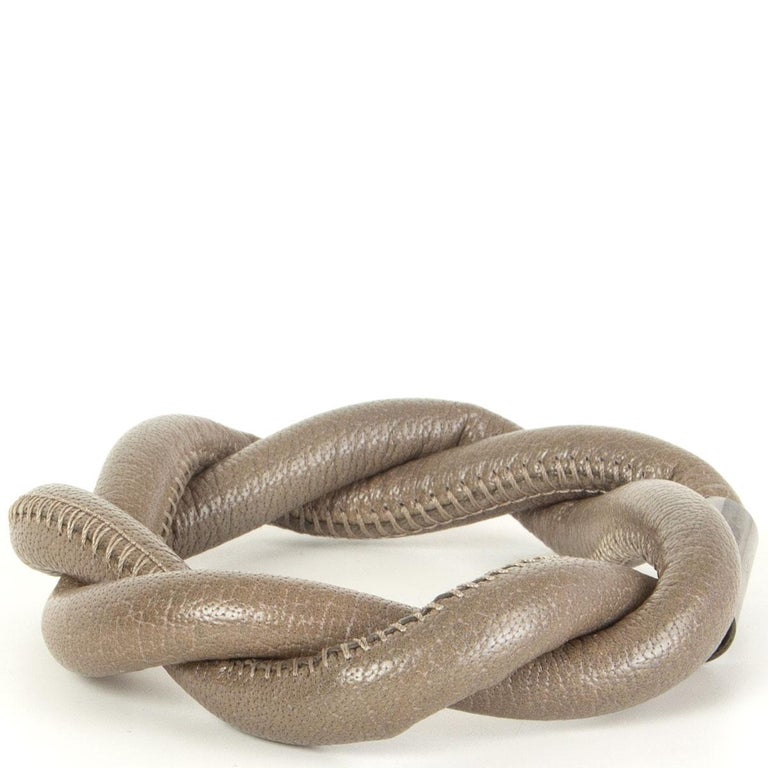 BURBERRY taupe leather BRAIDED Bracelet For Sale at 1stDibs