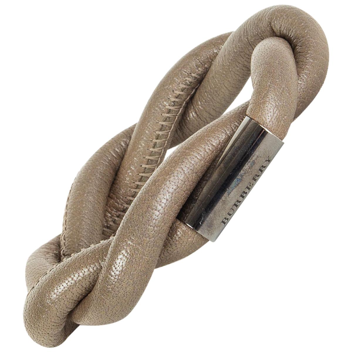 BURBERRY taupe leather BRAIDED Bracelet For Sale
