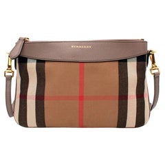 Burberry Taupe Leather & House Check Pouch