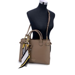 Burberry Taupe Leather Medium The Banner 2 Way Tote Bag with Scarf