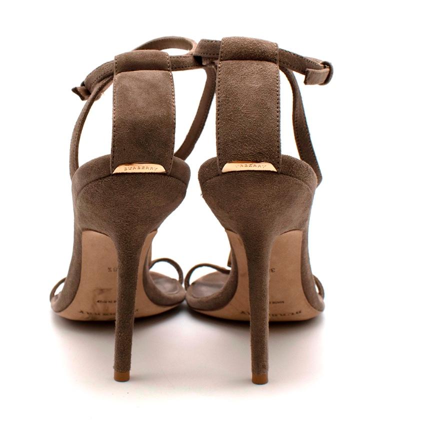 Burberry Taupe Suede T Copper Detail Strappy Sandals - Size 38.5 In Excellent Condition In London, GB