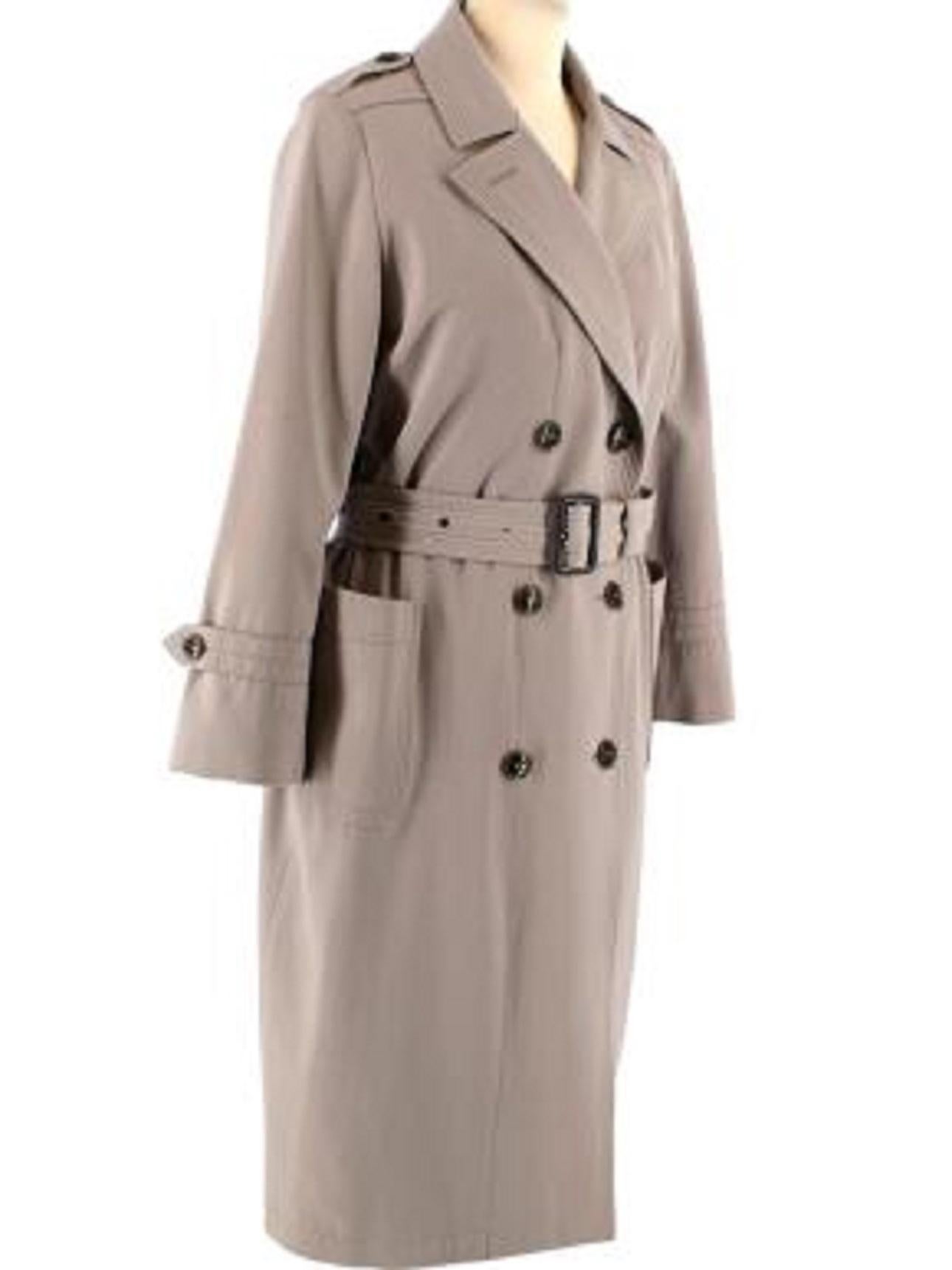 Burberry Taupe Wool-Blend Trench Coat In Excellent Condition For Sale In London, GB