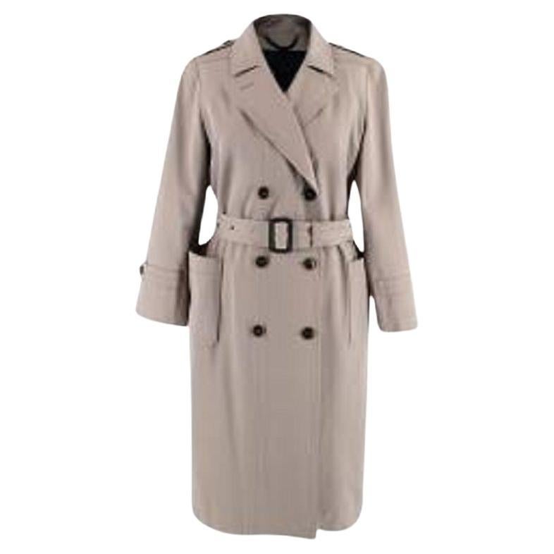Burberry Taupe Wool-Blend Trench Coat For Sale