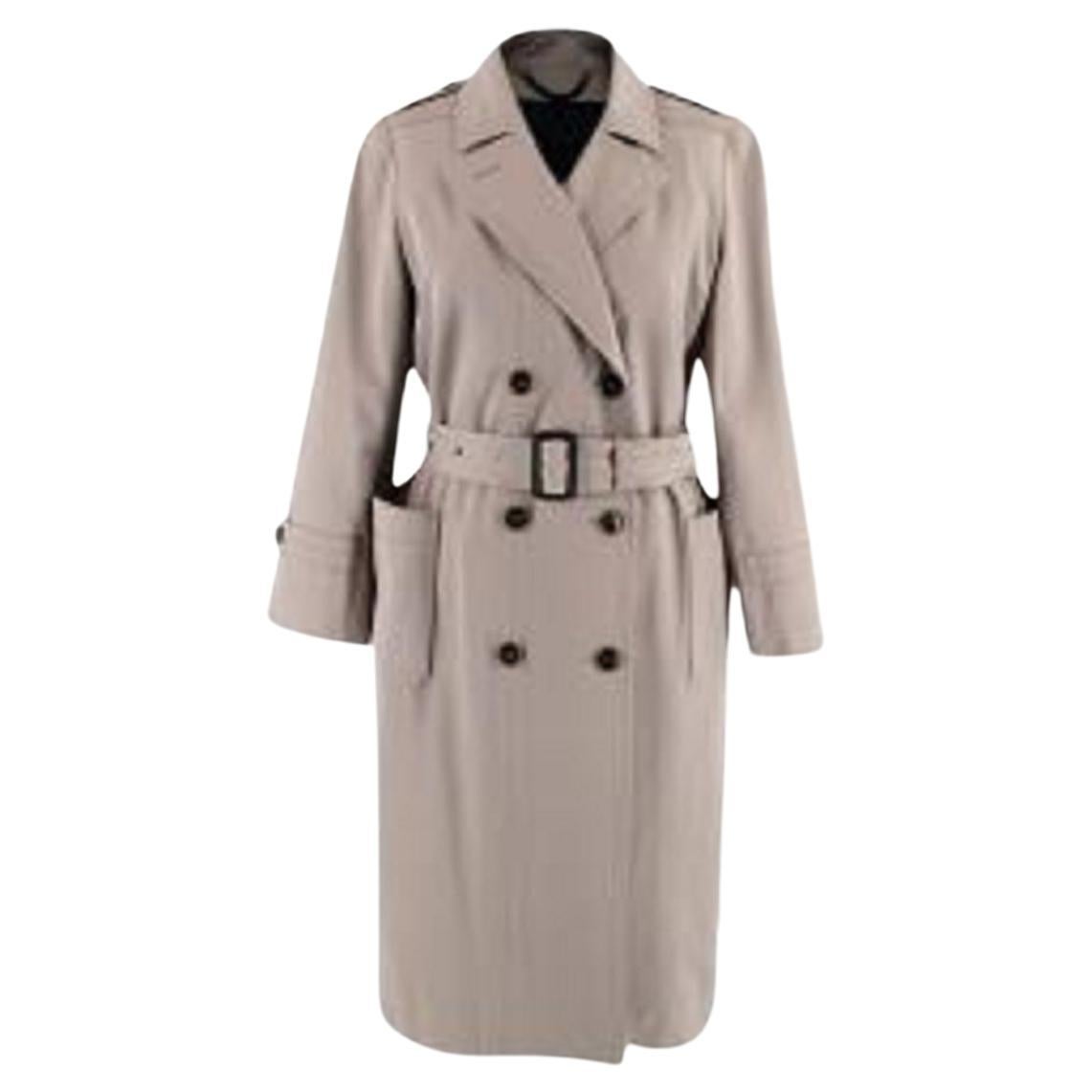 Burberry Taupe Wool-Blend Trench Coat For Sale at 1stDibs