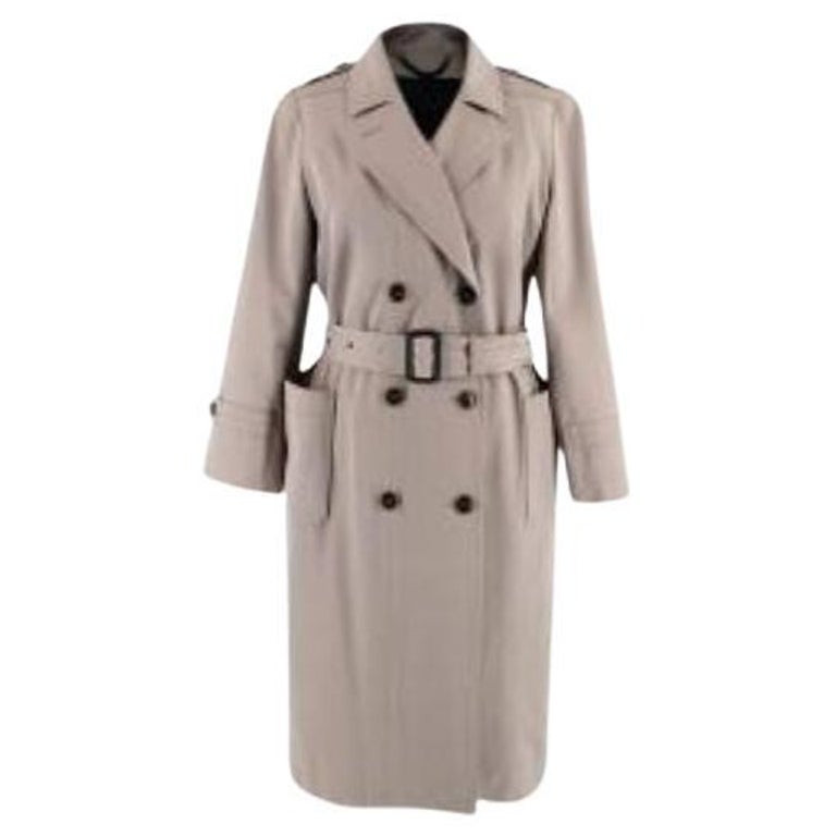 Burberry Taupe Wool-Blend Trench Coat For Sale at 1stDibs