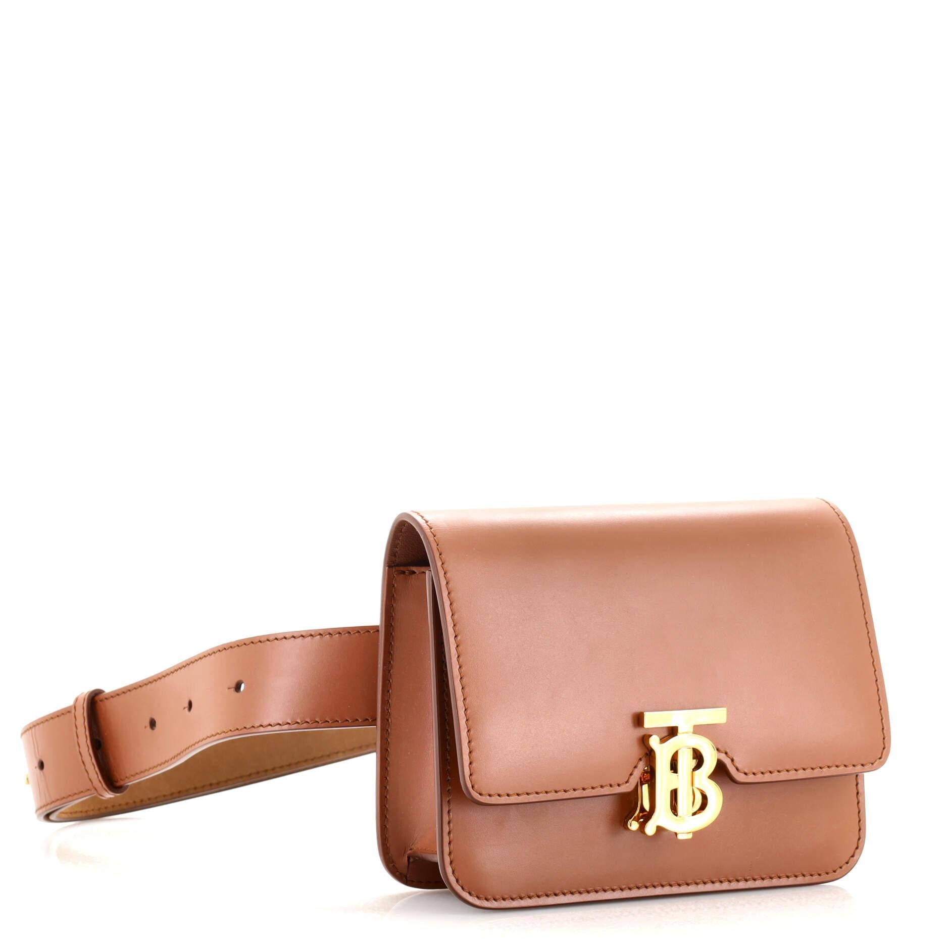 Brown Burberry TB Belt Bag Leather
