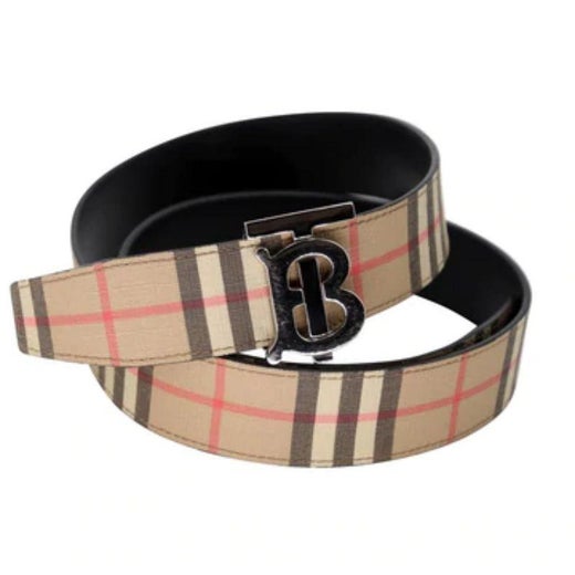 Burberry TB Check Buckle "Size S" Leather 34-85 Belt BB-1111P-0007 For Sale  at 1stDibs