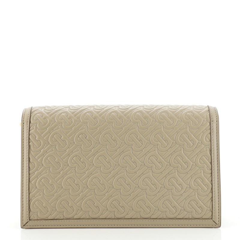 Women's or Men's Burberry TB Envelope Chain Clutch Monogram Embossed Leather Small
