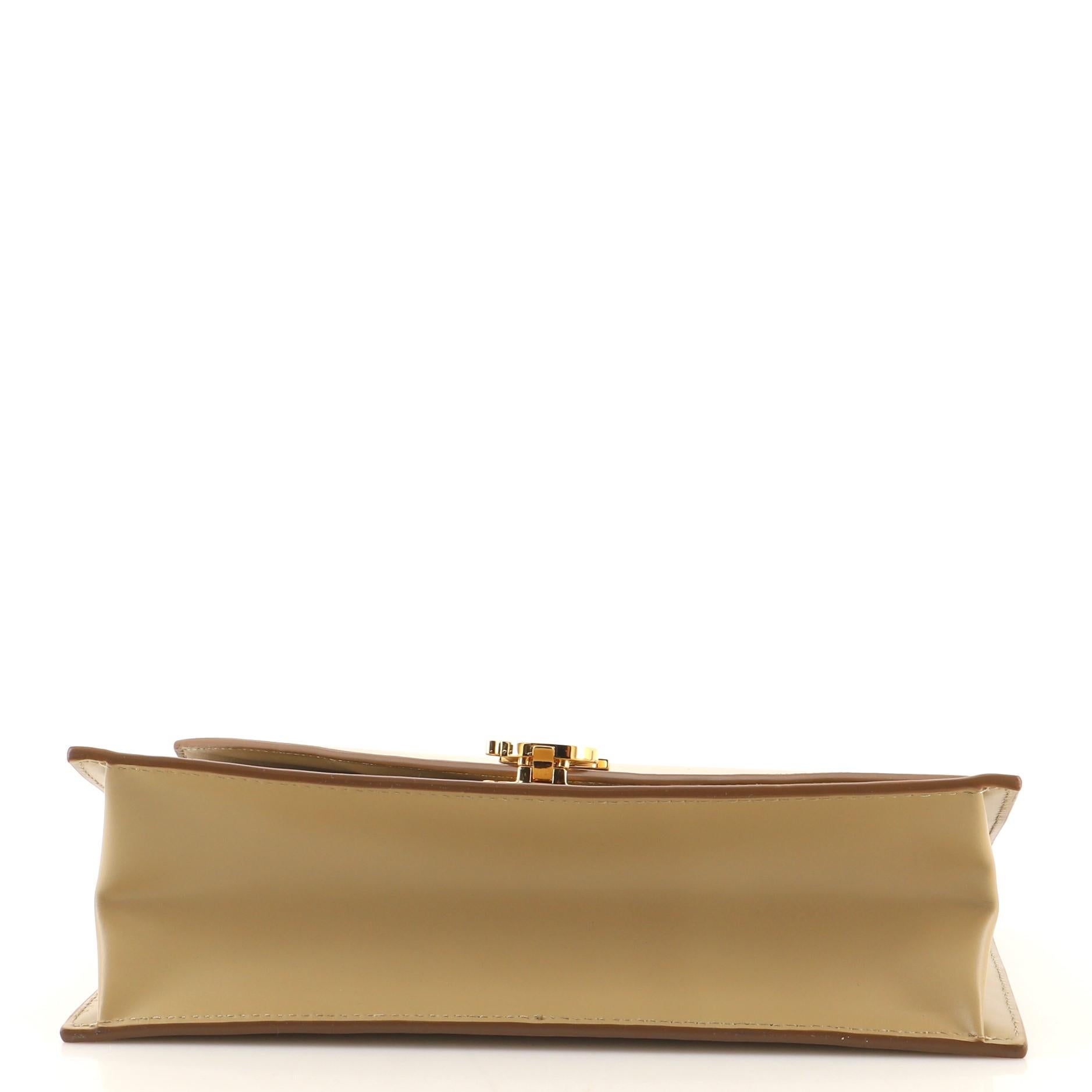 Brown Burberry TB Envelope Clutch Leather Small