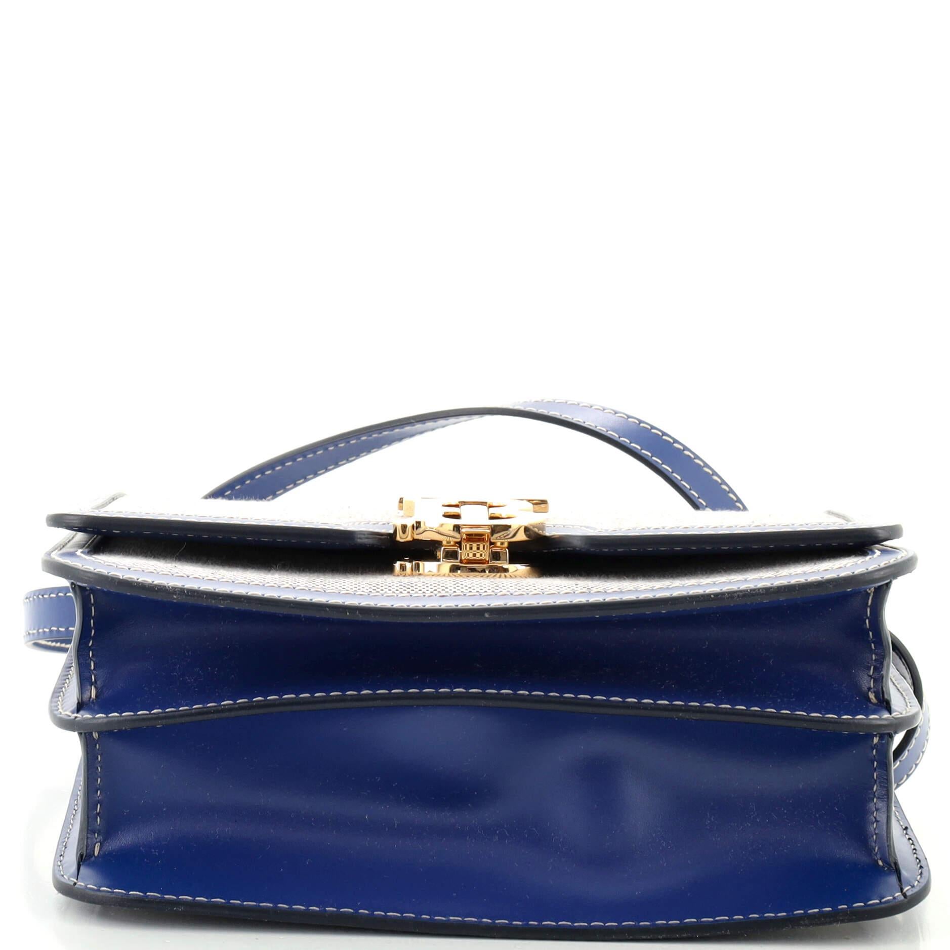 Burberry TB Flap Bag Canvas Small In Good Condition In NY, NY