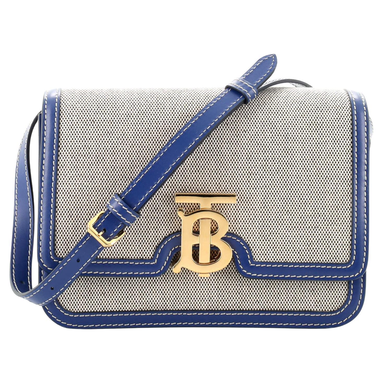 Burberry TB Flap Bag Canvas Small For Sale at 1stDibs