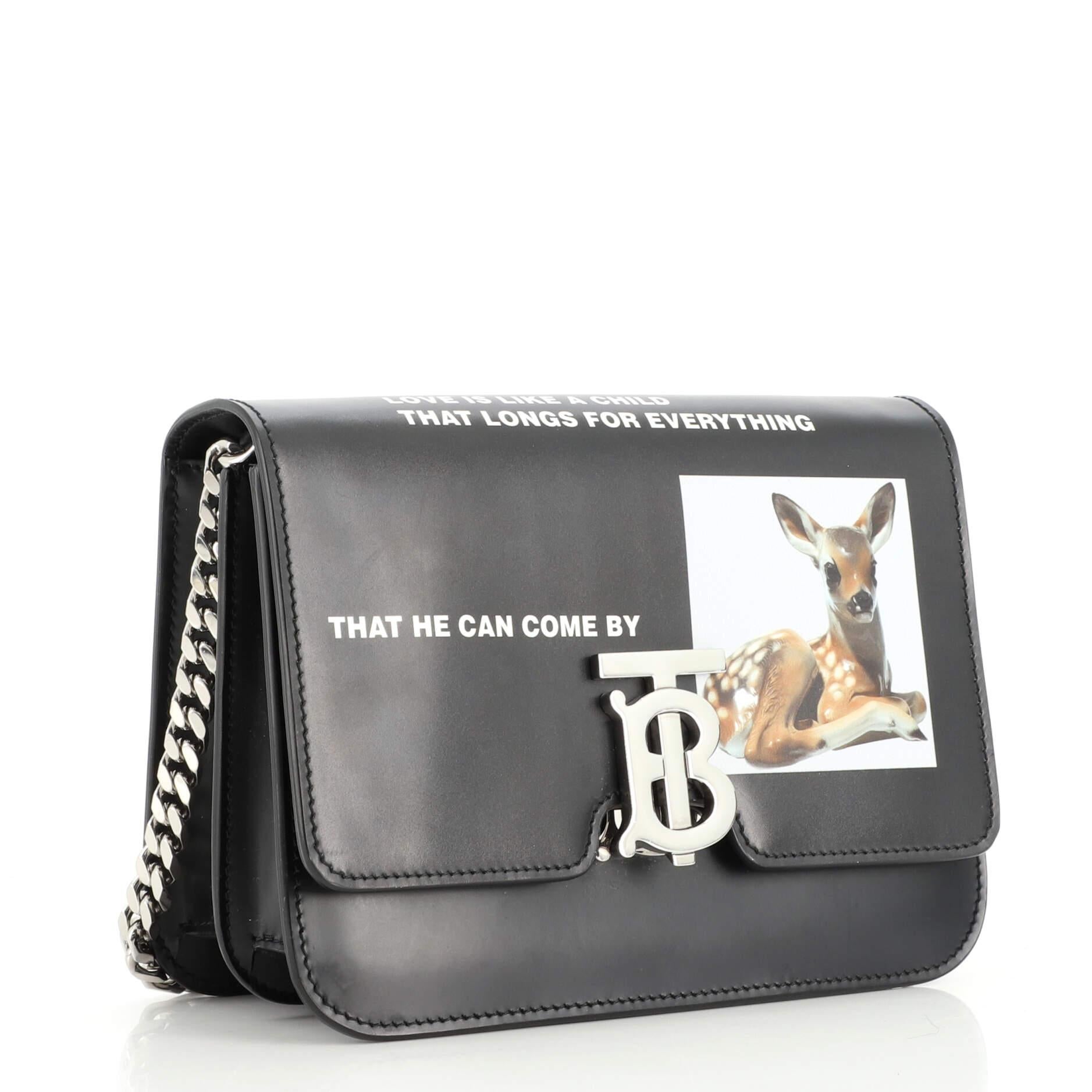 Burberry TB Flap Bag Printed Leather Small In Good Condition In NY, NY