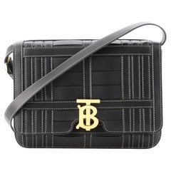 Burberry TB Flap Bag Woven Leather Medium