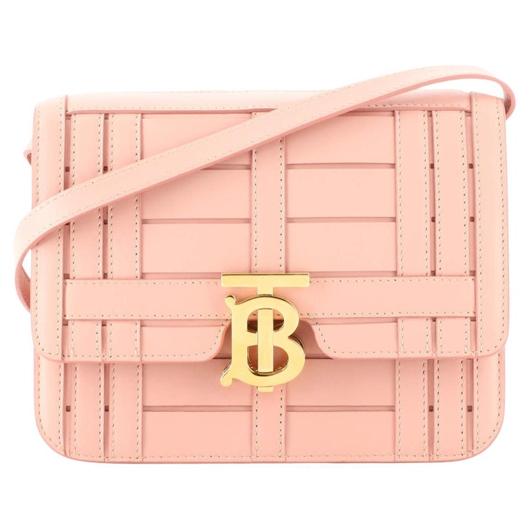Burberry TB Flap Bag Woven Leather Small For Sale at 1stDibs