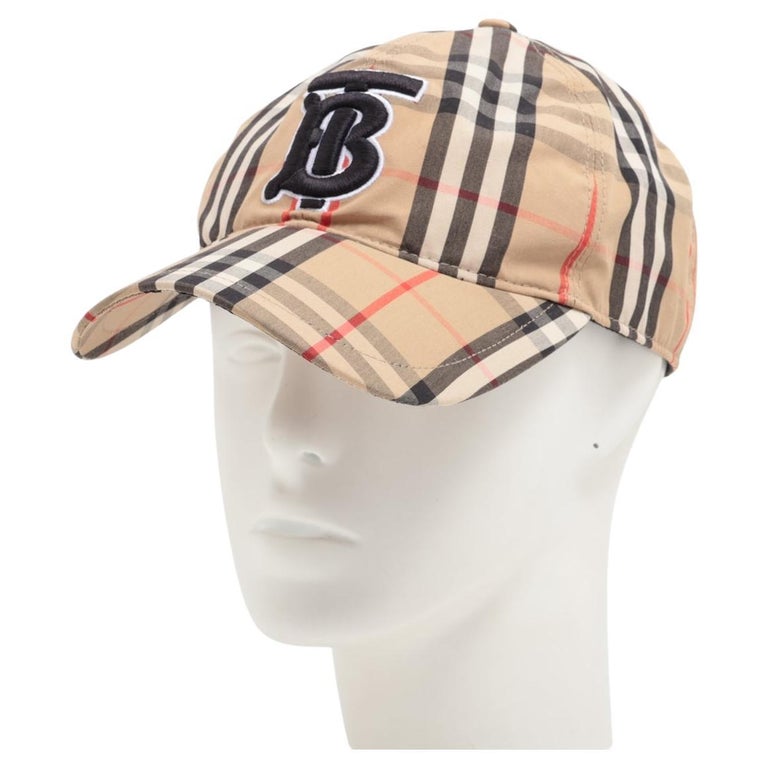Burberry TB Logo Nova Check Cap Beige For Sale at 1stDibs