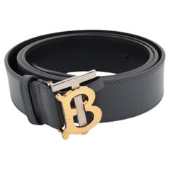 Burberry TB Logo Zweifarbiger Gürtel Schwarz