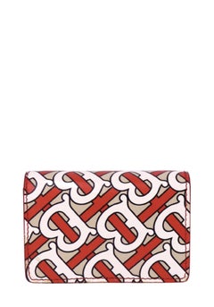 Burberry TB Monogram Chain Coin Purse Red Print
