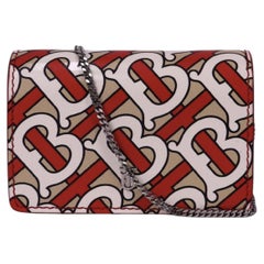 Burberry TB Monogram Chain Coin Purse Red Print