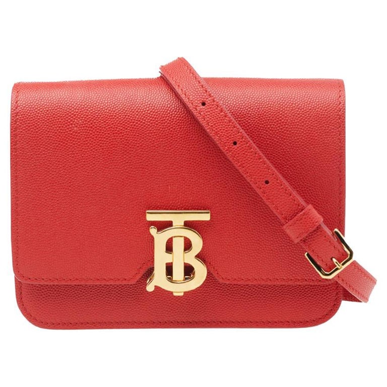 Burberry TB Red Leather Mini Shoulder Bag at 1stDibs