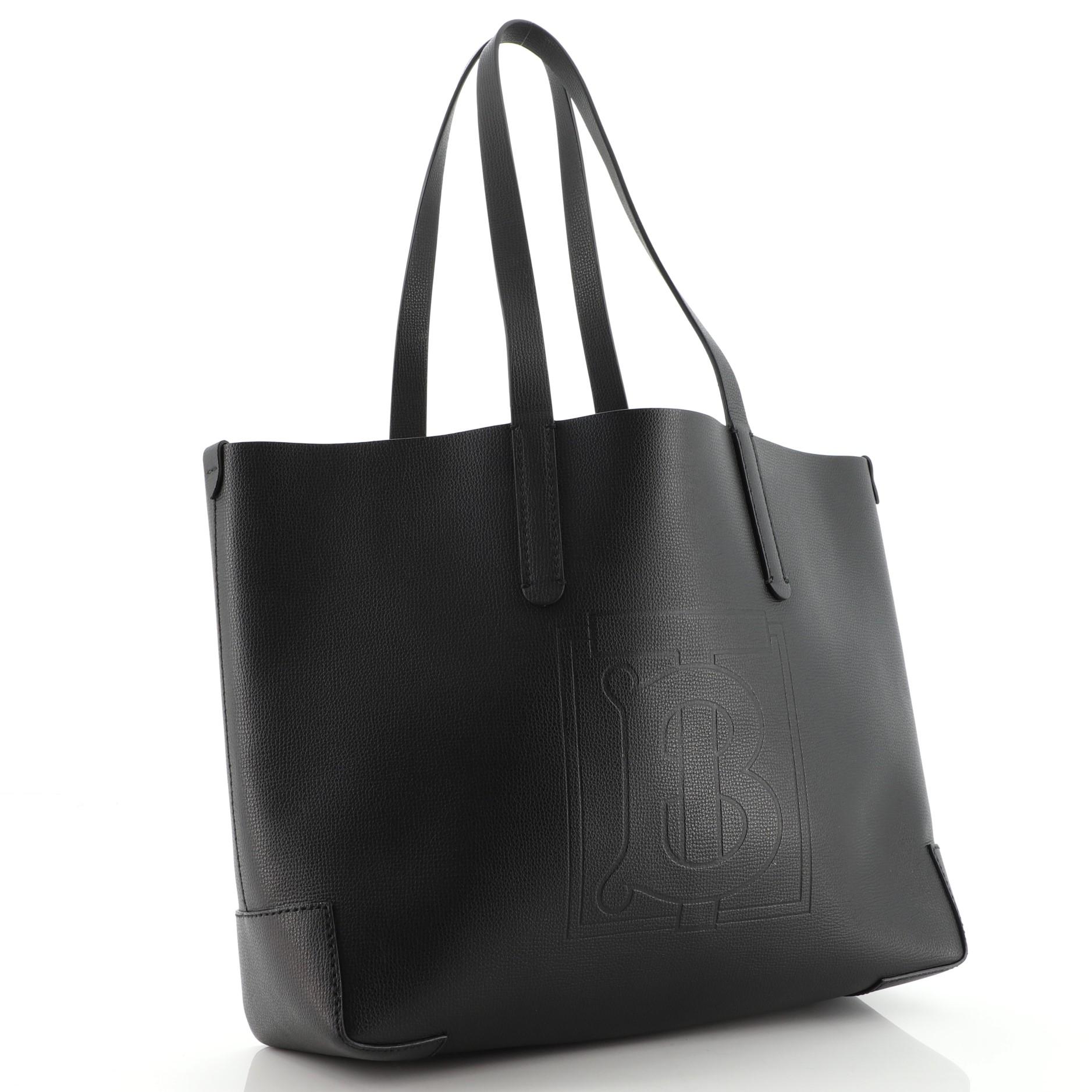 Burberry TB Einkaufstasche aus Leder Groß (Schwarz)