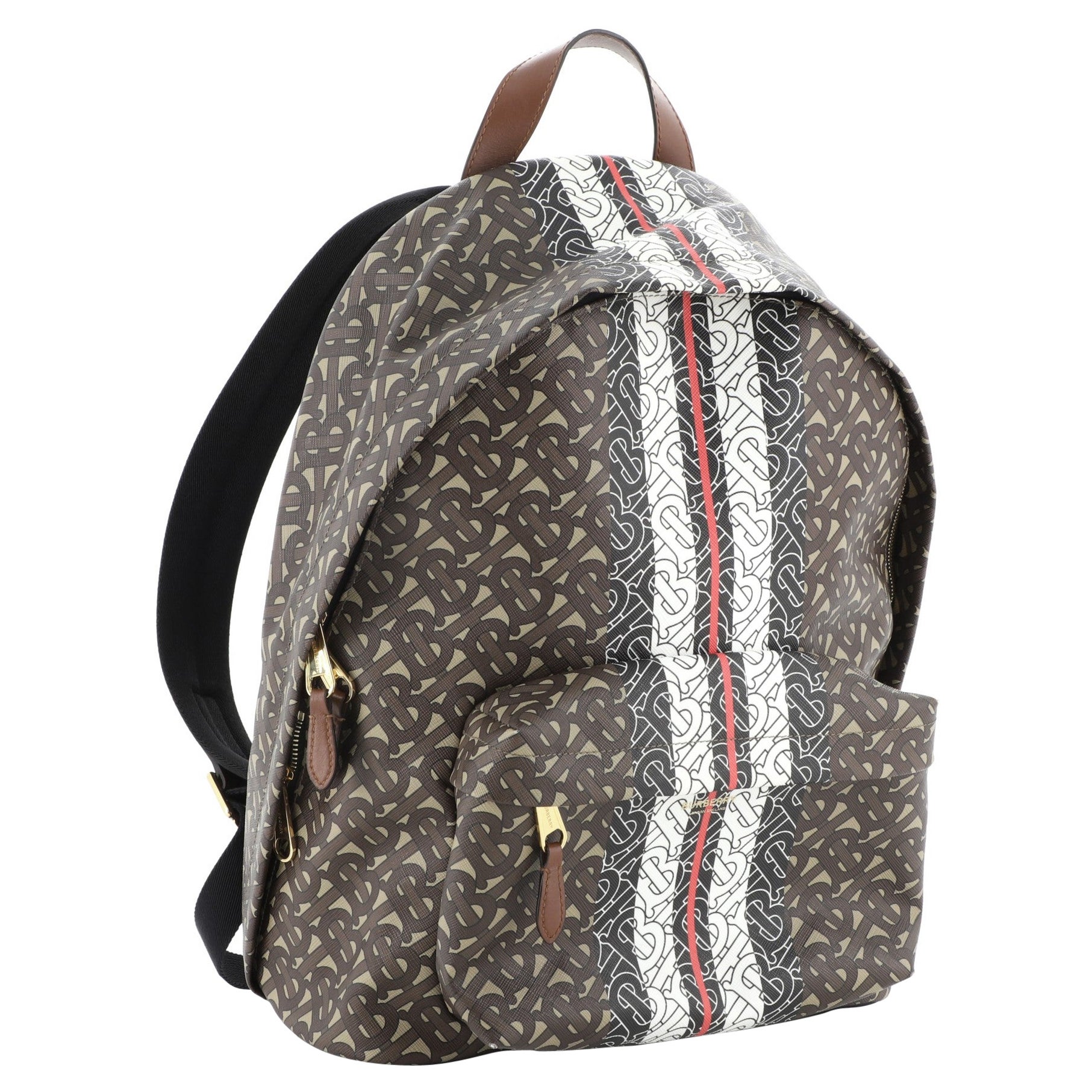 Burberry TB Zip Pocket Backpack Monogram E-Canvas Brown, Print