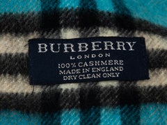 Burberry Teal & Multicolor Nova Check Kaschmirschal