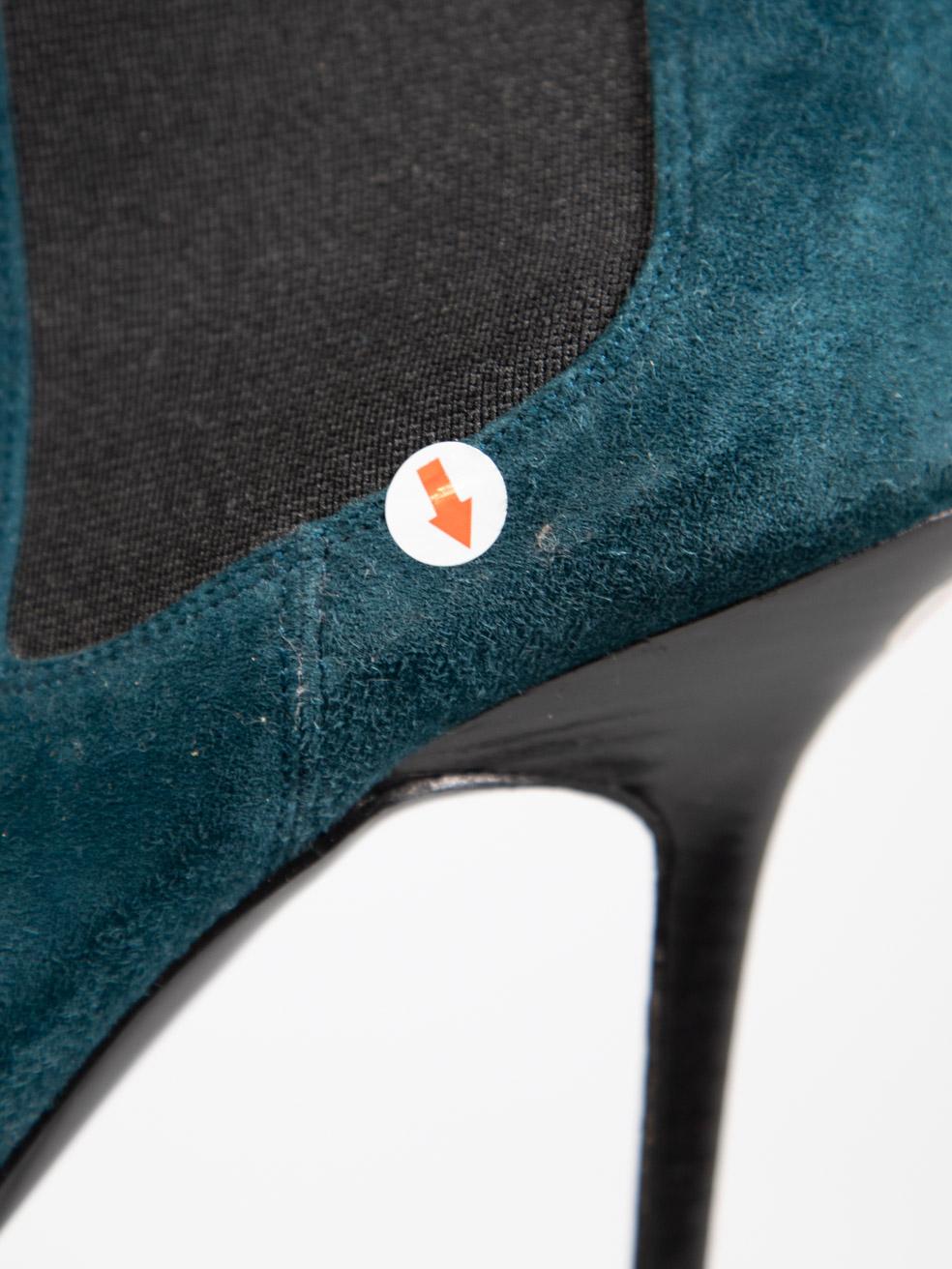 Burberry Teal Suede Ankle Boots Size IT 37 For Sale 2
