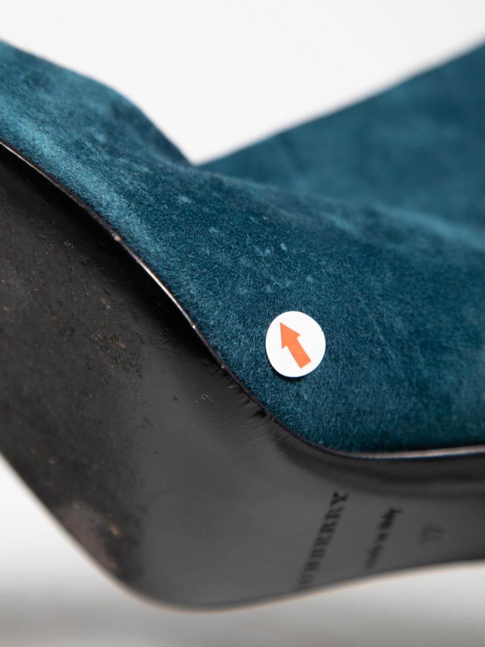 Burberry Teal Suede Ankle Boots Size IT 37 For Sale 3