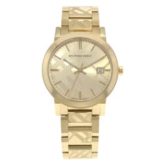 Used Burberry The City Gold Ion-Plated Steel Gold Dial Quartz Unisex Watch BU9038