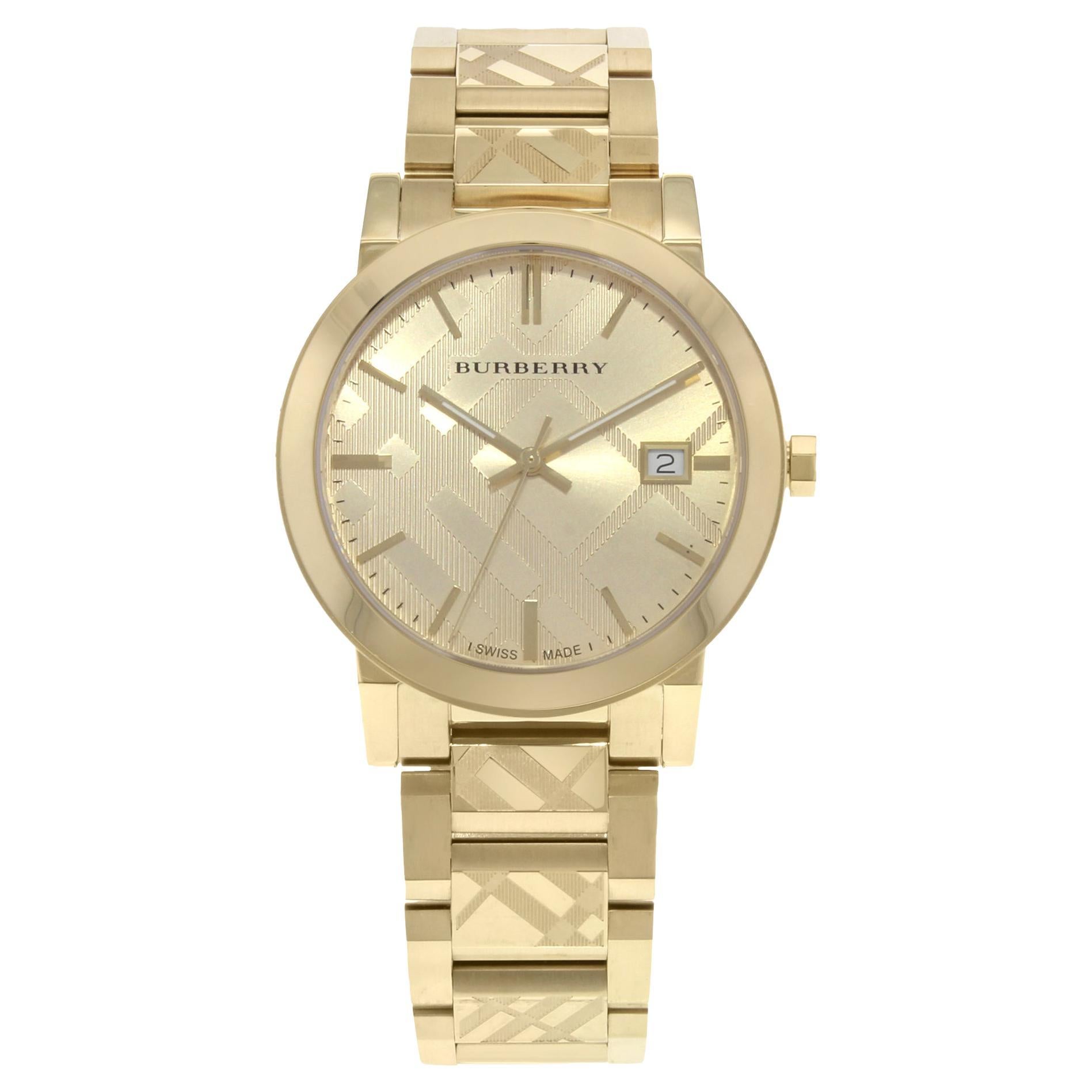 Burberry the City Gold Ion Plated Steel Gold Dial Quartz Unisex Watch  BU9038 For Sale at 1stDibs