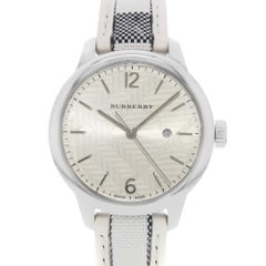 Burberry the Classic Round Silver Guilloche Orologio da donna al quarzo in acciaio BU10113
