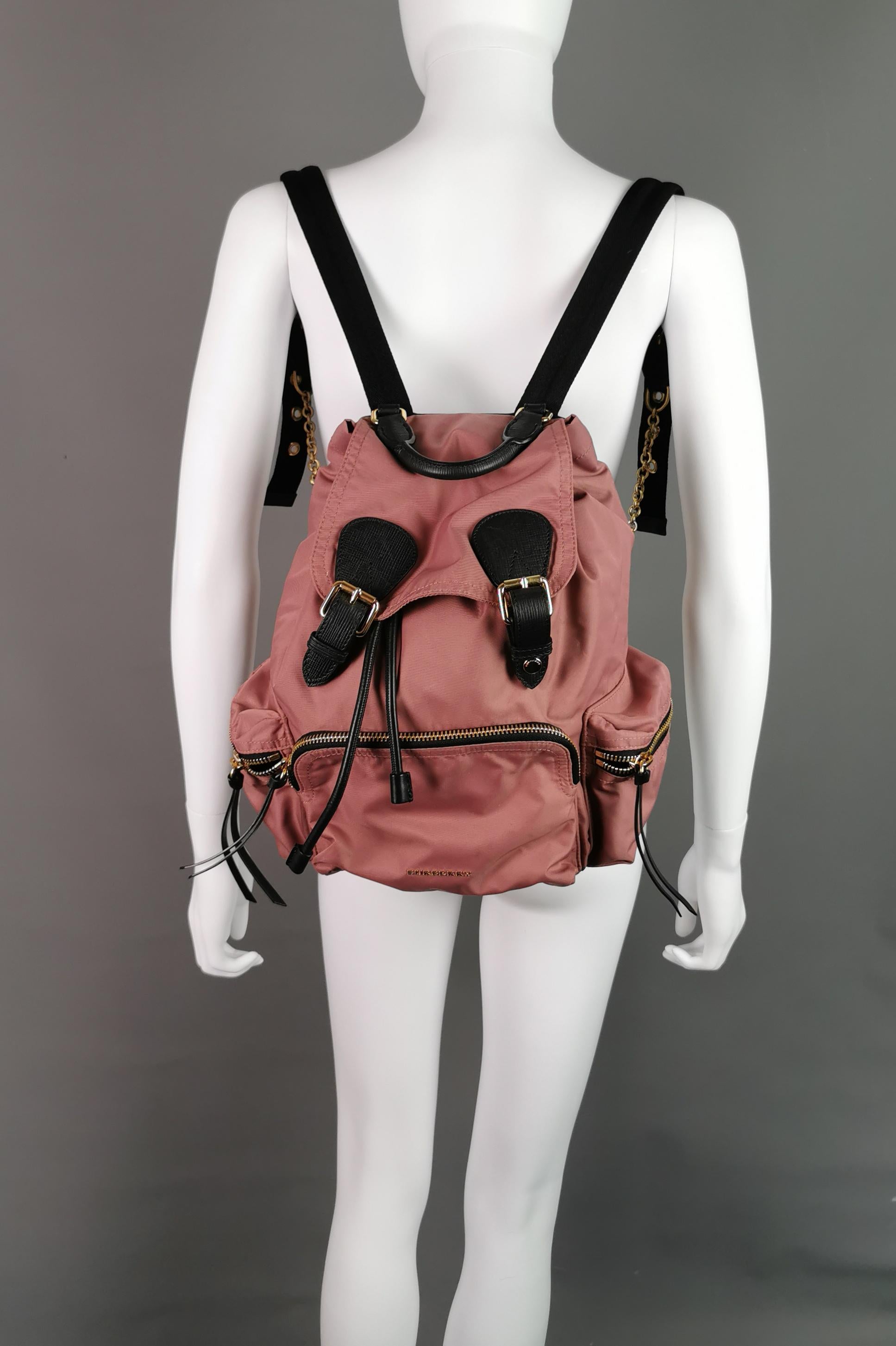 Burberry The Rucksack, pink nylon backpack, gold tone hardware  3