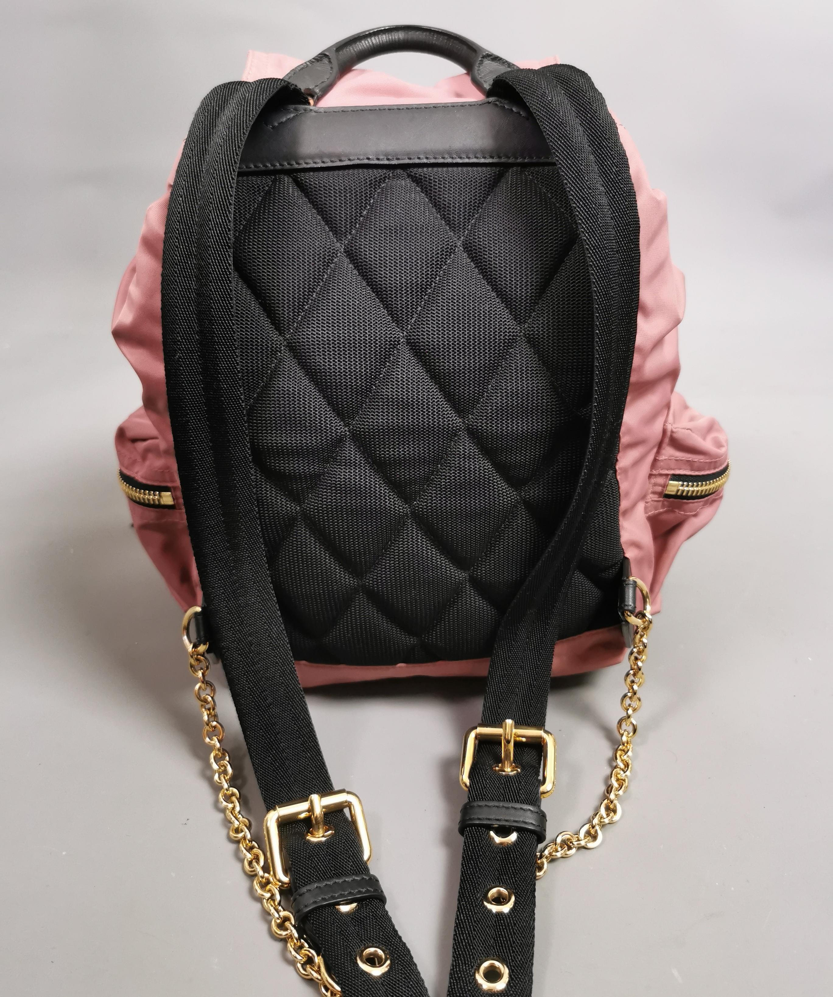 Burberry The Rucksack, pink nylon backpack, gold tone hardware  6