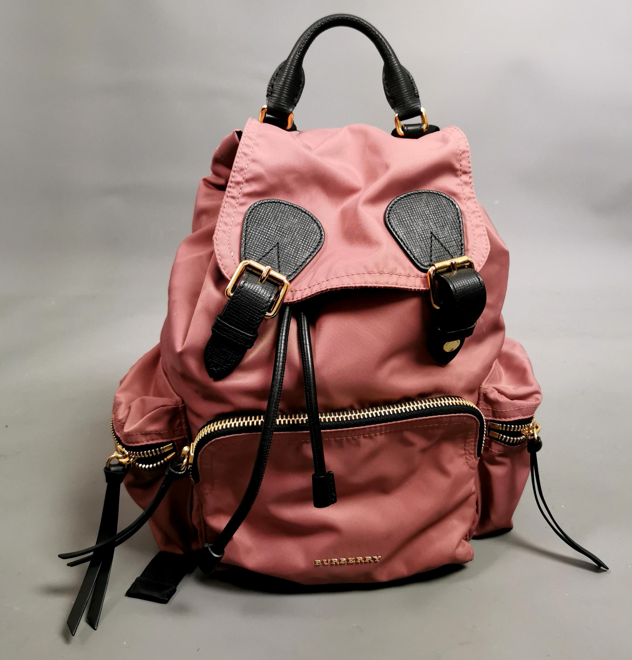Burberry The Rucksack, pink nylon backpack, gold tone hardware 7