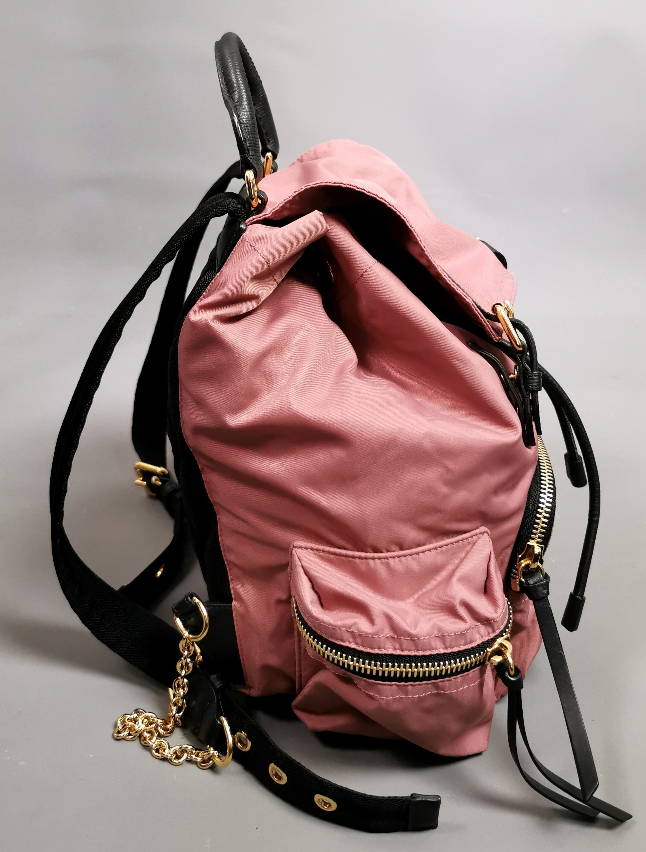Women's Burberry The Rucksack, pink nylon backpack, gold tone hardware 