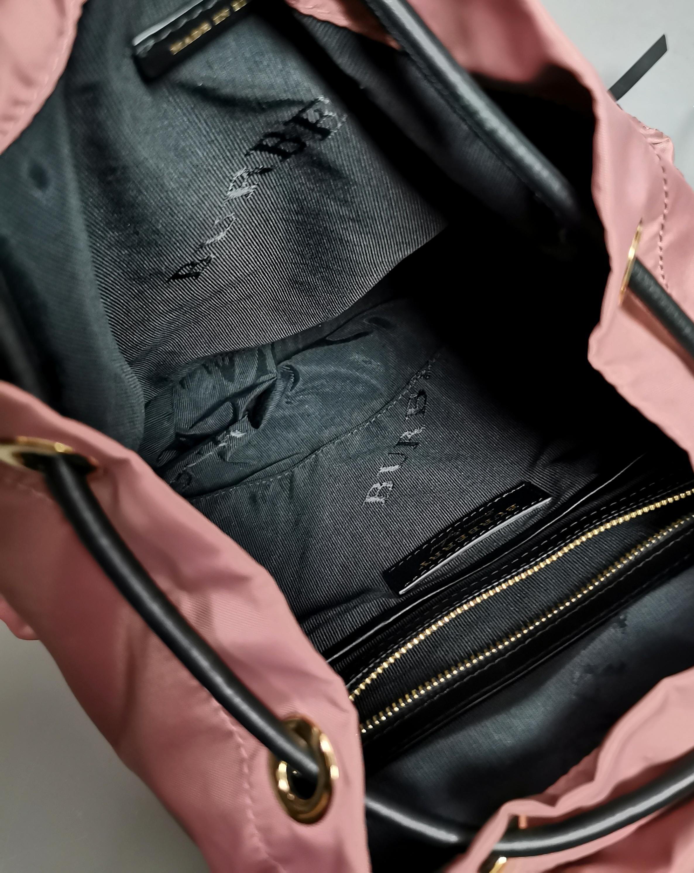 Women's Burberry The Rucksack, pink nylon backpack, gold tone hardware