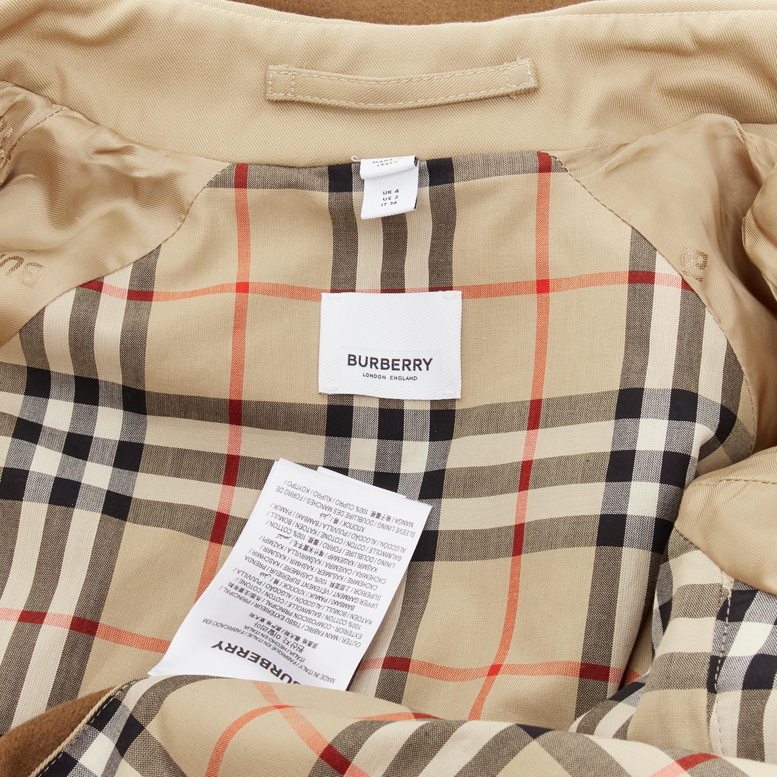 BURBERRY Tisci - Trench-coat en gabardine de coton beige avec logo et cachemire GB4 S en vente 7