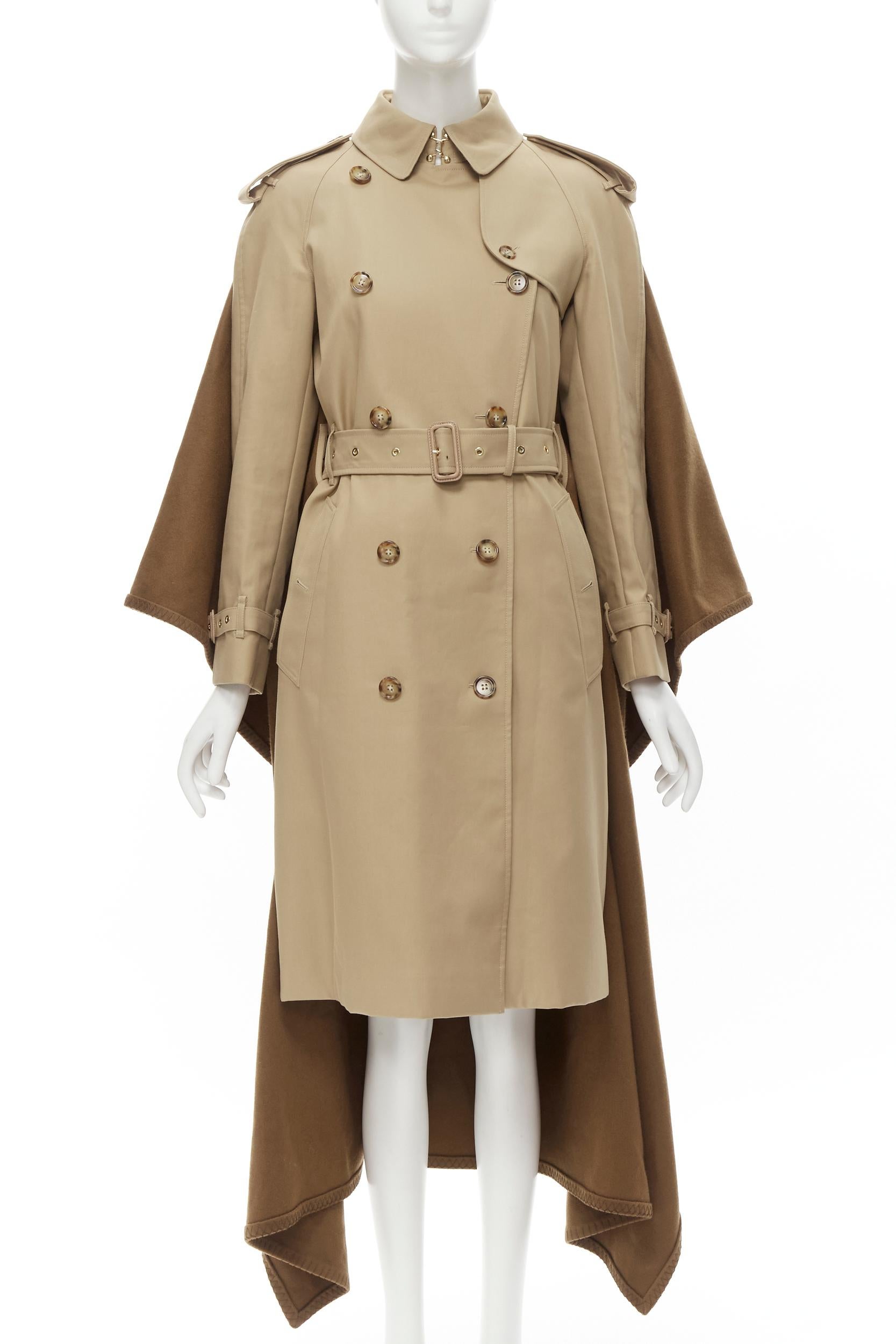 BURBERRY Tisci cashmere logo et beige gabardine cotton trench coat UK4 S 
Reference: KEDG/A00031 
Brand: Burberry 
Designer: Riccardo Tisci 
Material: Cashmere 
Color: Beige 
Pattern: Solid 
Closure: Button 
Extra Detail: Classic beige trench coat