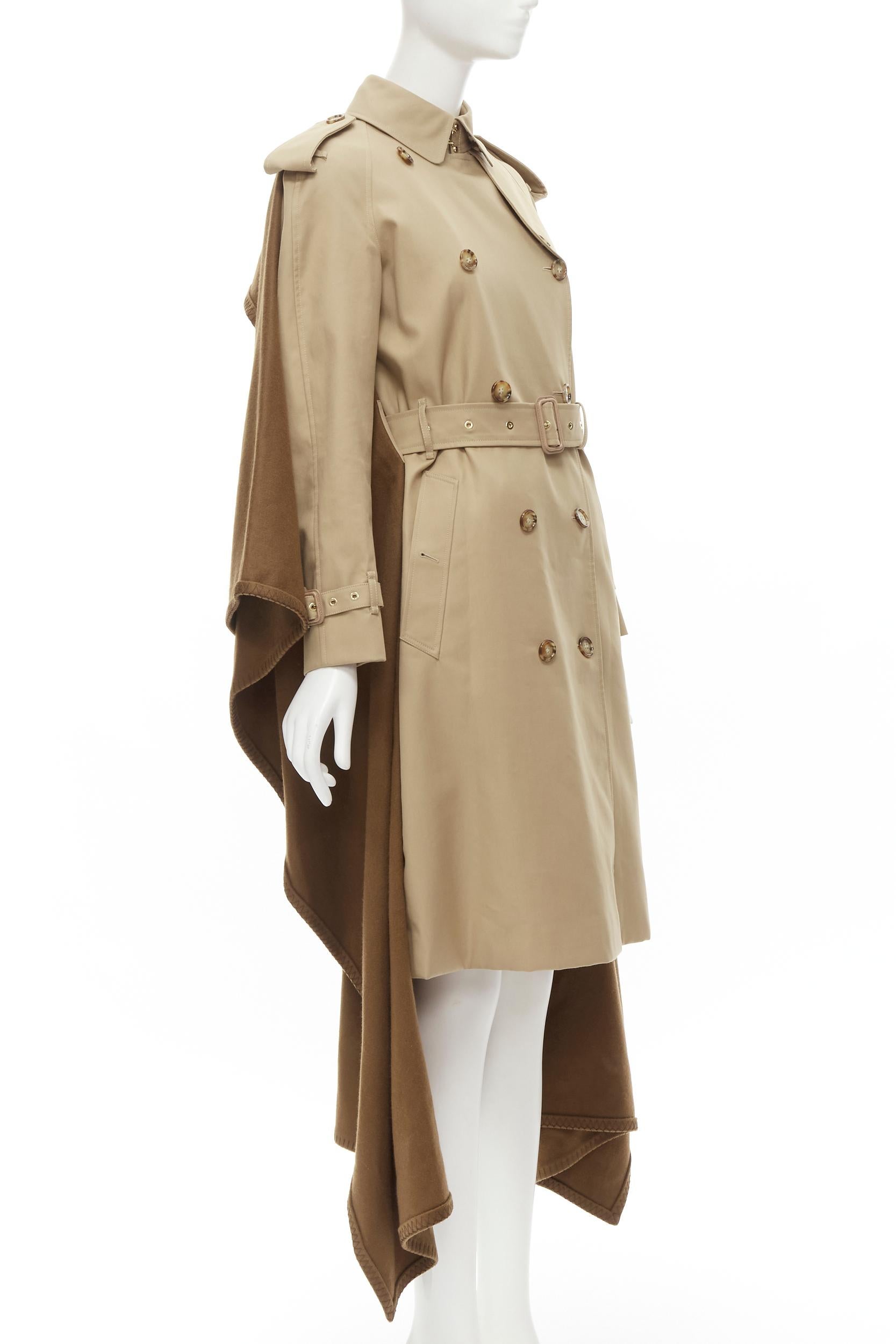 BURBERRY Tisci Kaschmir-Trenchcoat aus beigem Gabardine-Baumwoll UK4 S (Beige) im Angebot