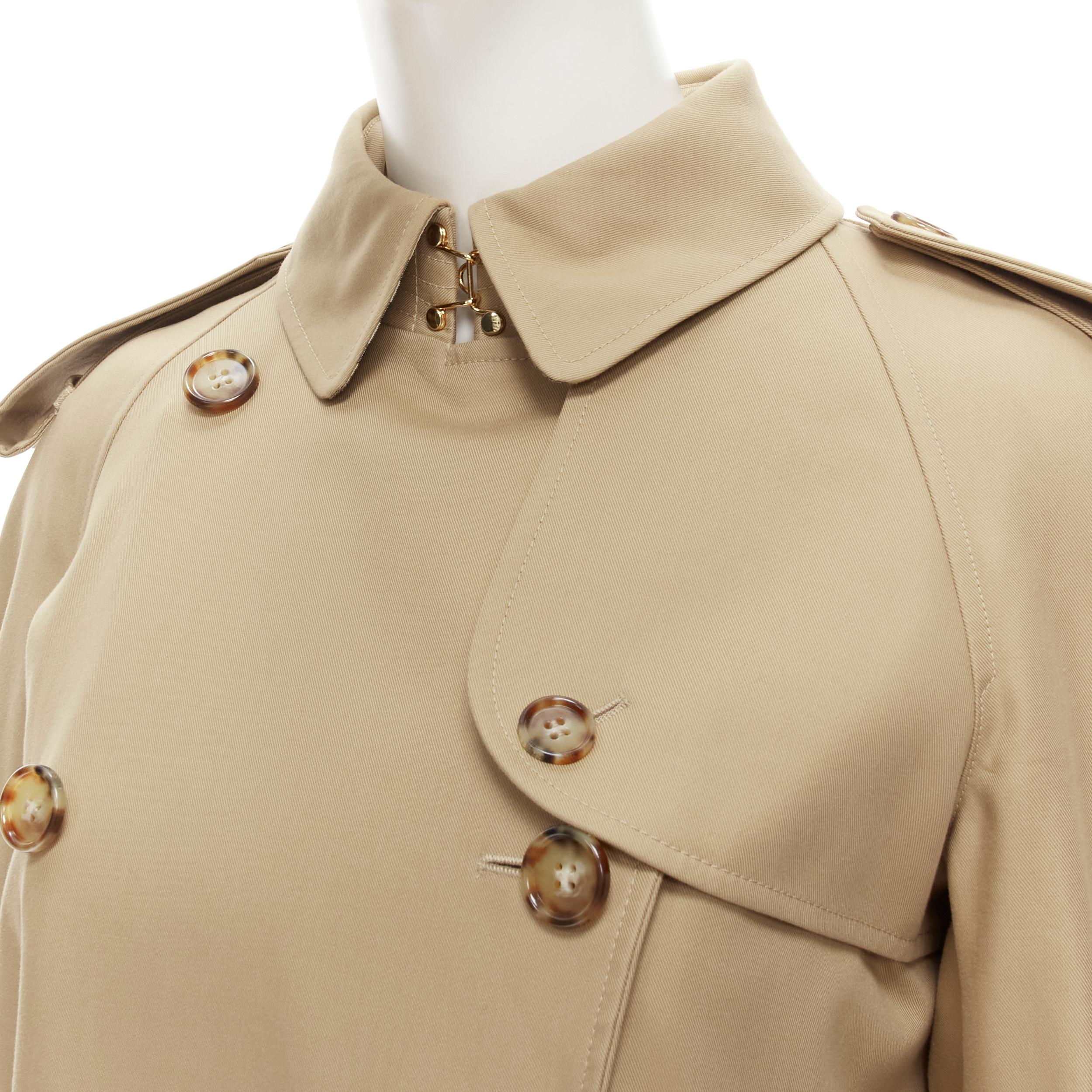 Beige BURBERRY Tisci cashmere logo blanket beige gabardine cotton trench coat UK4 S