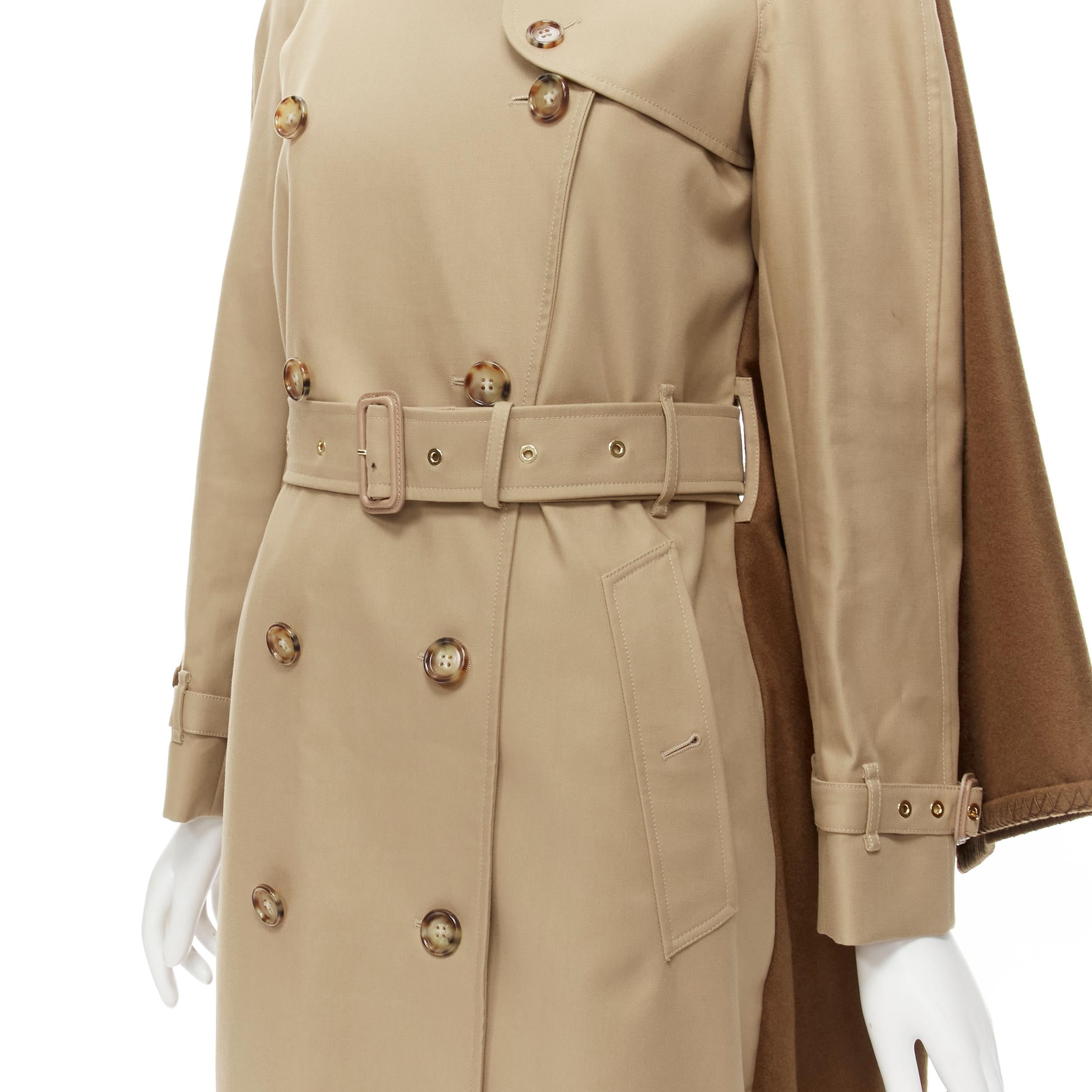 BURBERRY Tisci cashmere logo blanket beige gabardine cotton trench coat UK4 S In Excellent Condition For Sale In Hong Kong, NT